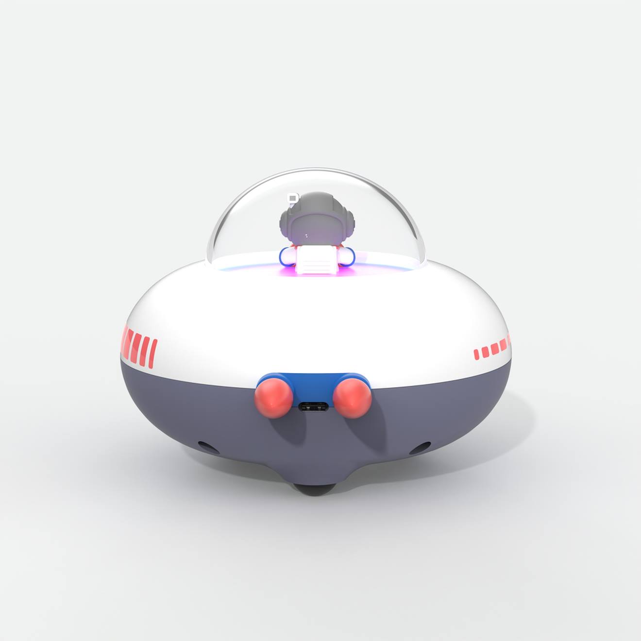 Enceinte Bluetooth et humidificateur d'air, veilleuse design vaisseau spatial, effets lumineux autonomie 4h multicolore