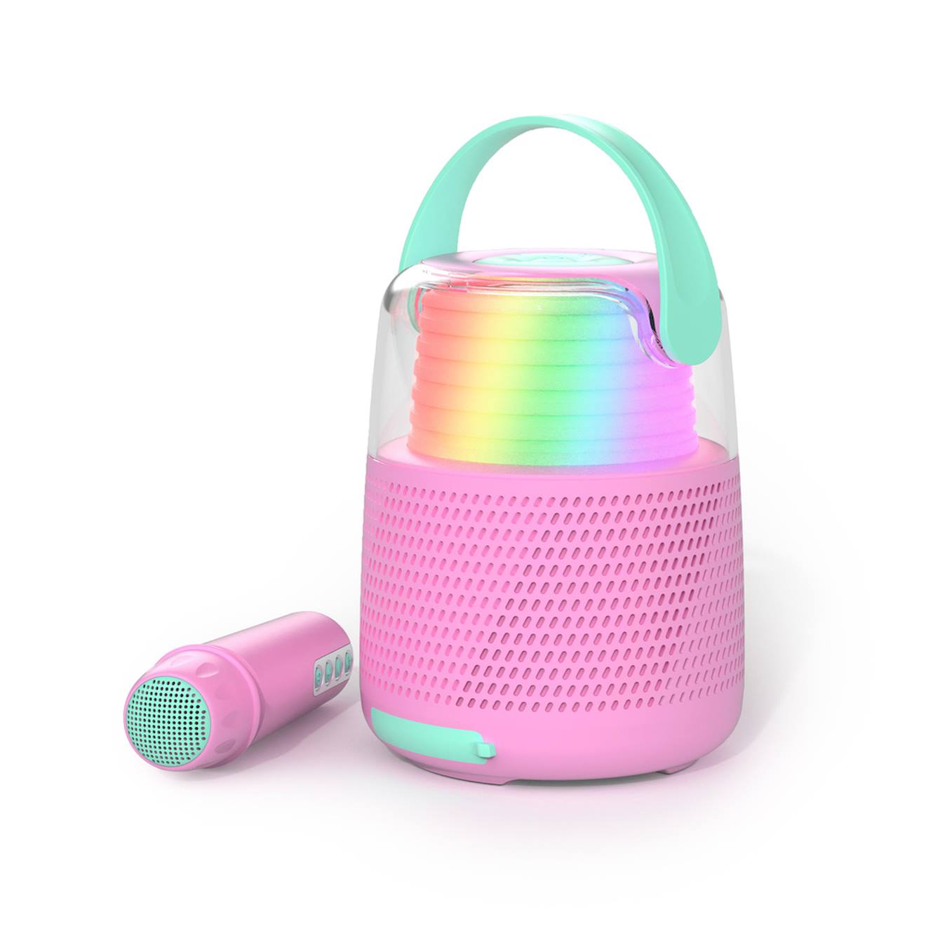 Enceinte Bluetooth karaoké avec micro changeur de voix rose