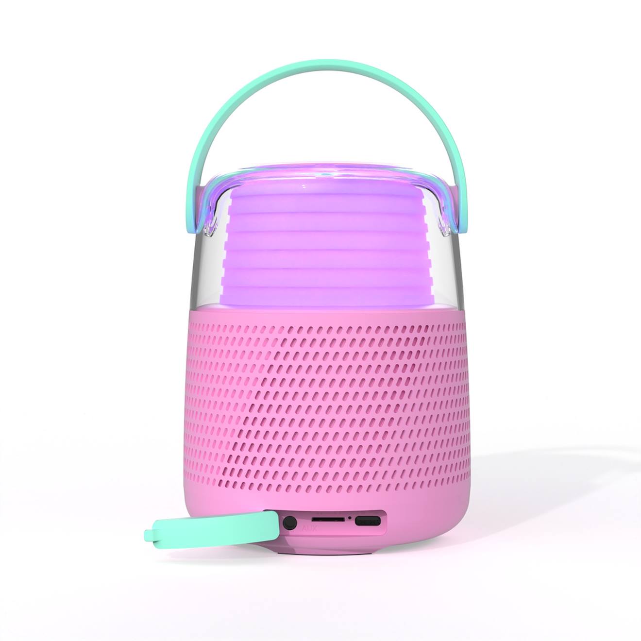 Enceinte Bluetooth karaoké avec micro changeur de voix rose