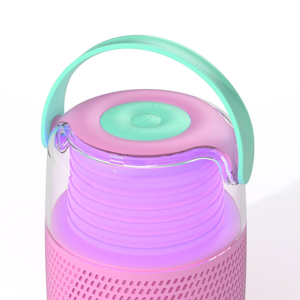Enceinte Bluetooth karaoké avec micro changeur de voix rose