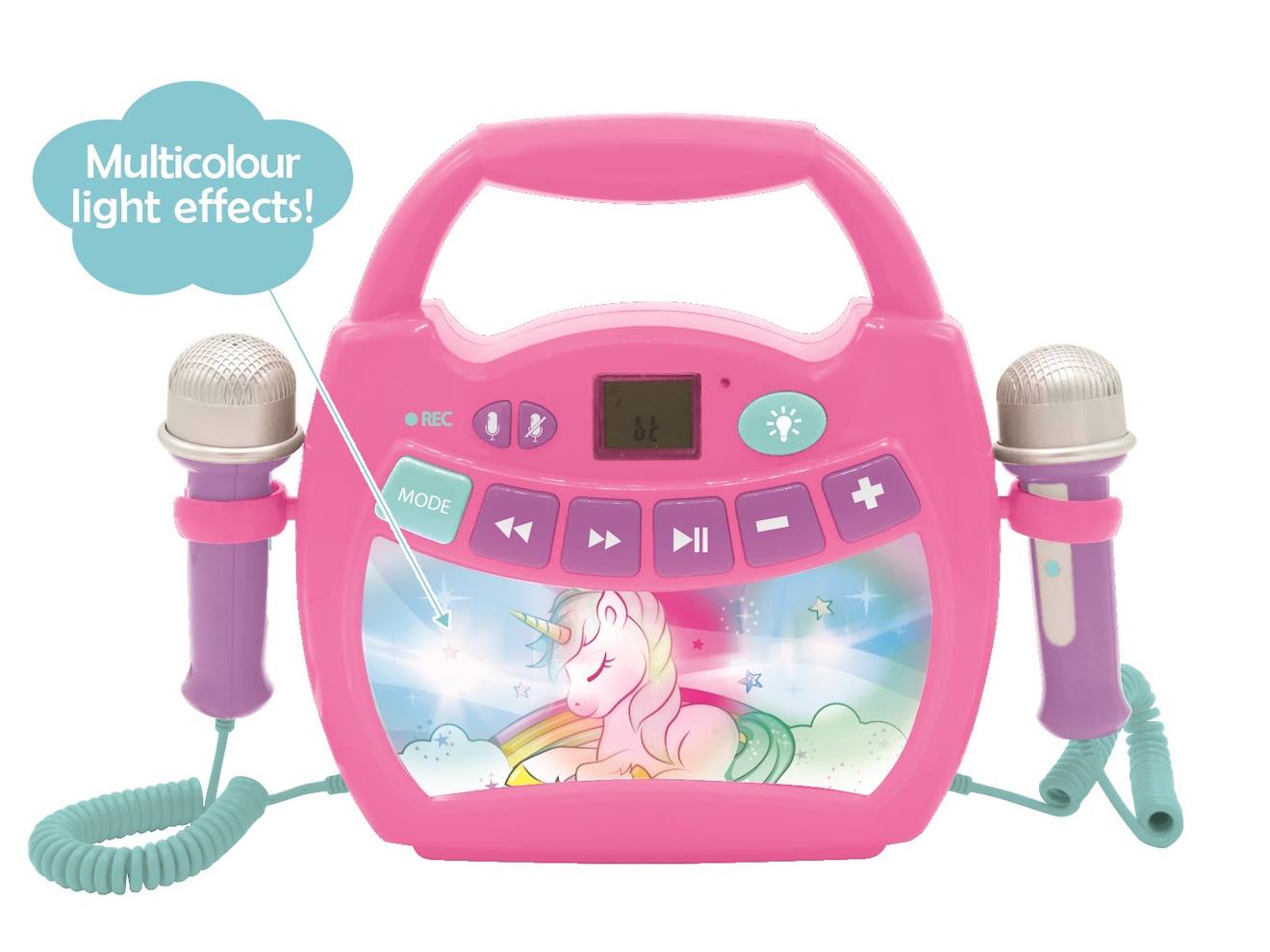Enceinte Bluetooth licorne avec micros multicolore