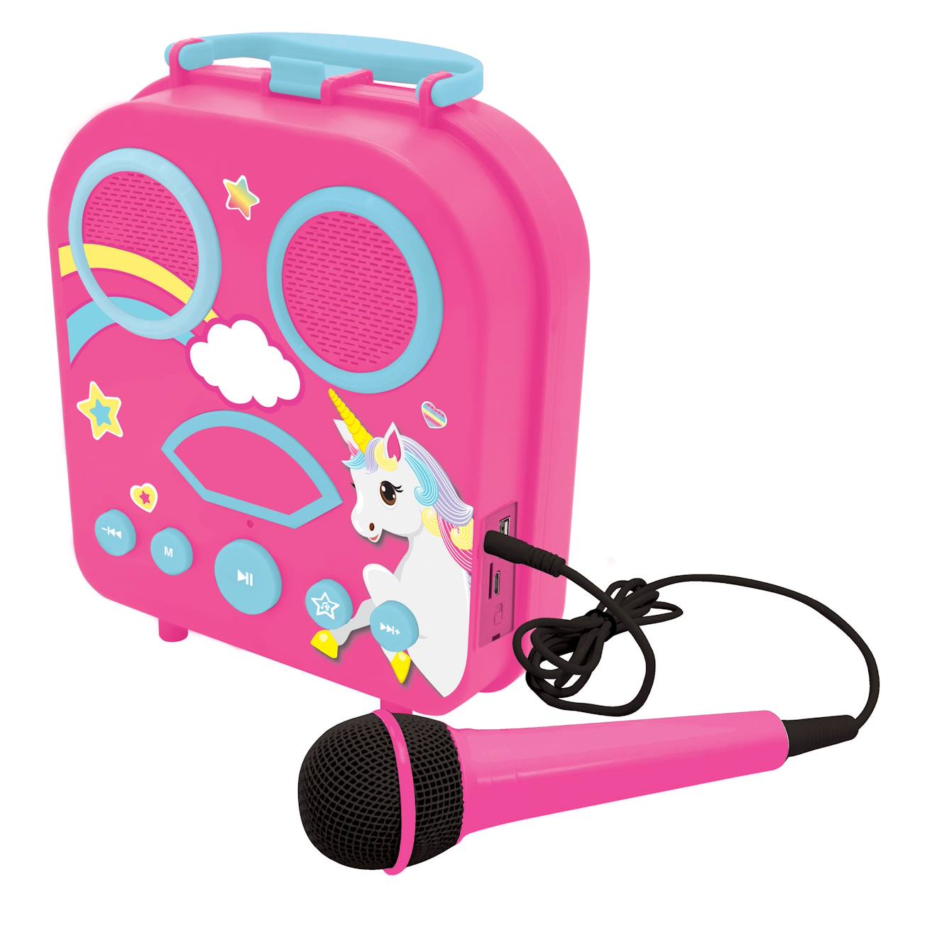 Enceinte Bluetooth licorne avec micros multicolore
