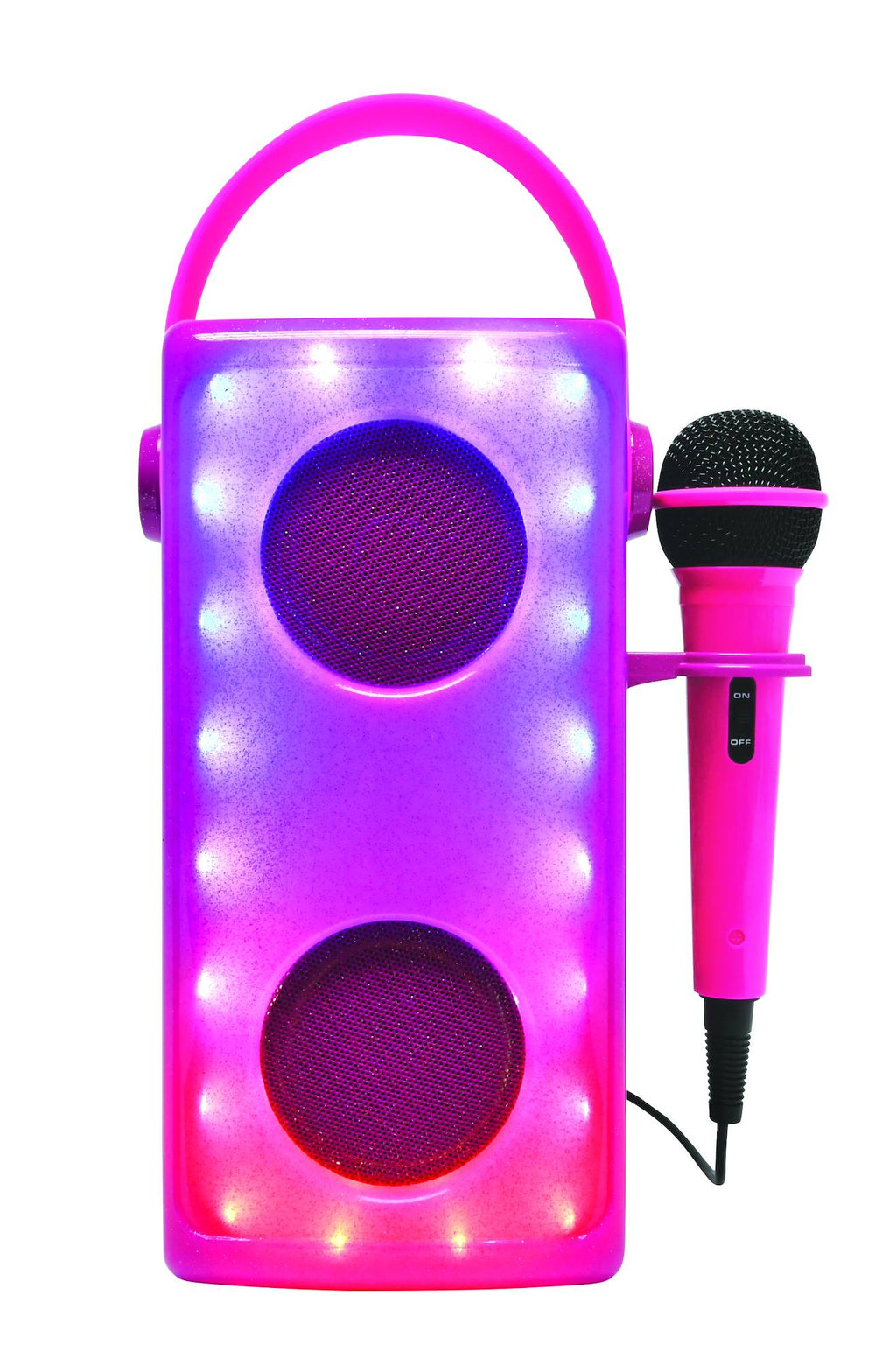 Enceinte Bluetooth lumineuse rose avec micro multicolore