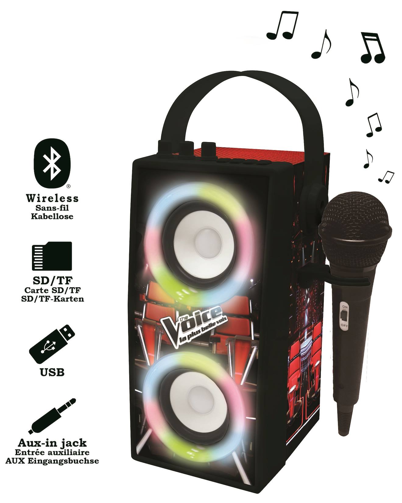Enceinte Bluetooth portable avec micro et effets lumineux the voice multicolore