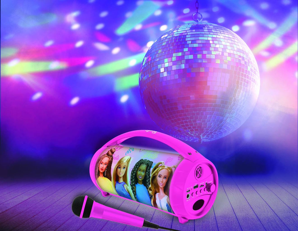 Enceinte Bluetooth sans-fil lumineuse avec micro Barbie multicolore