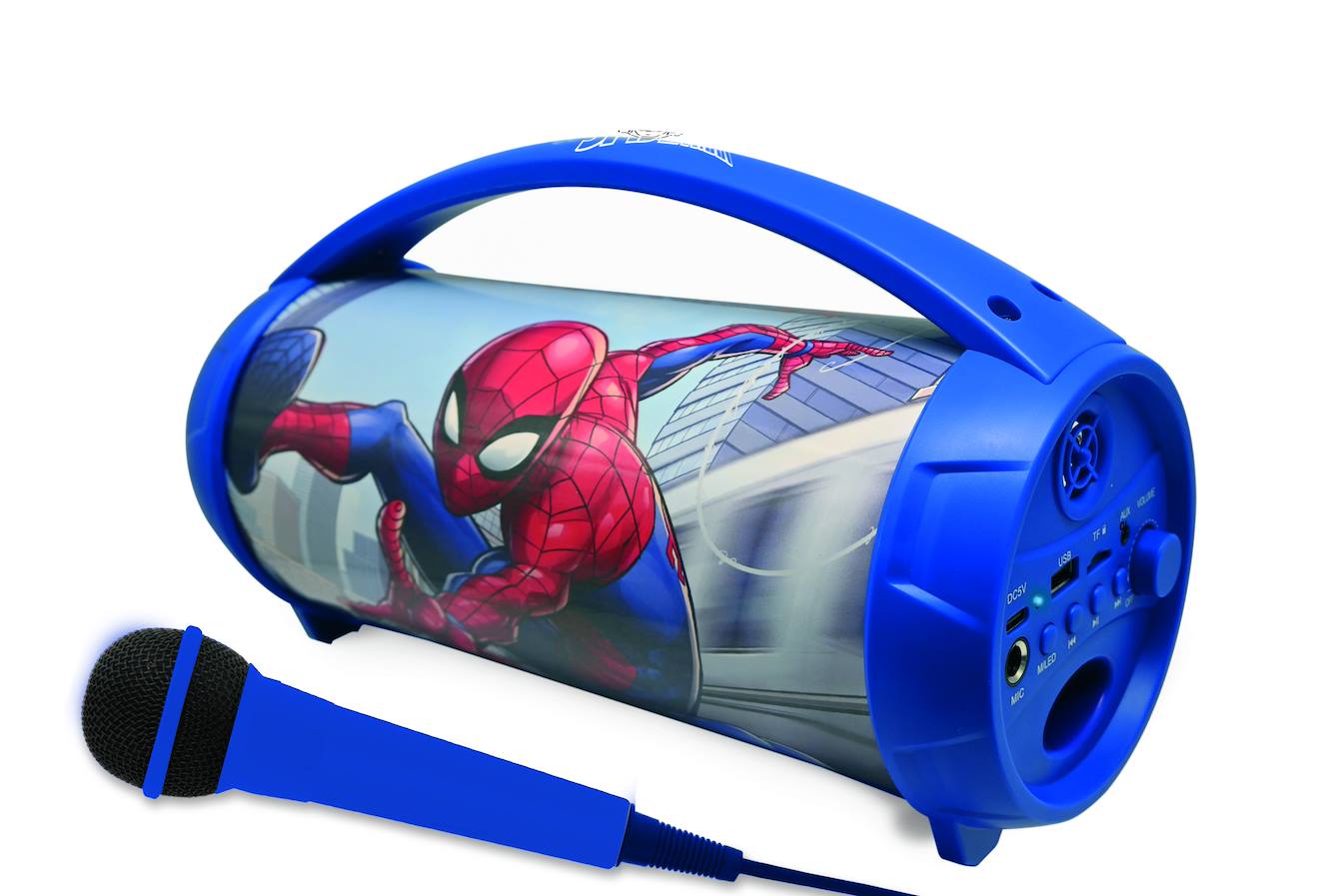 Enceinte Bluetooth sans-fil lumineuse avec micro Spider-Man multicolore