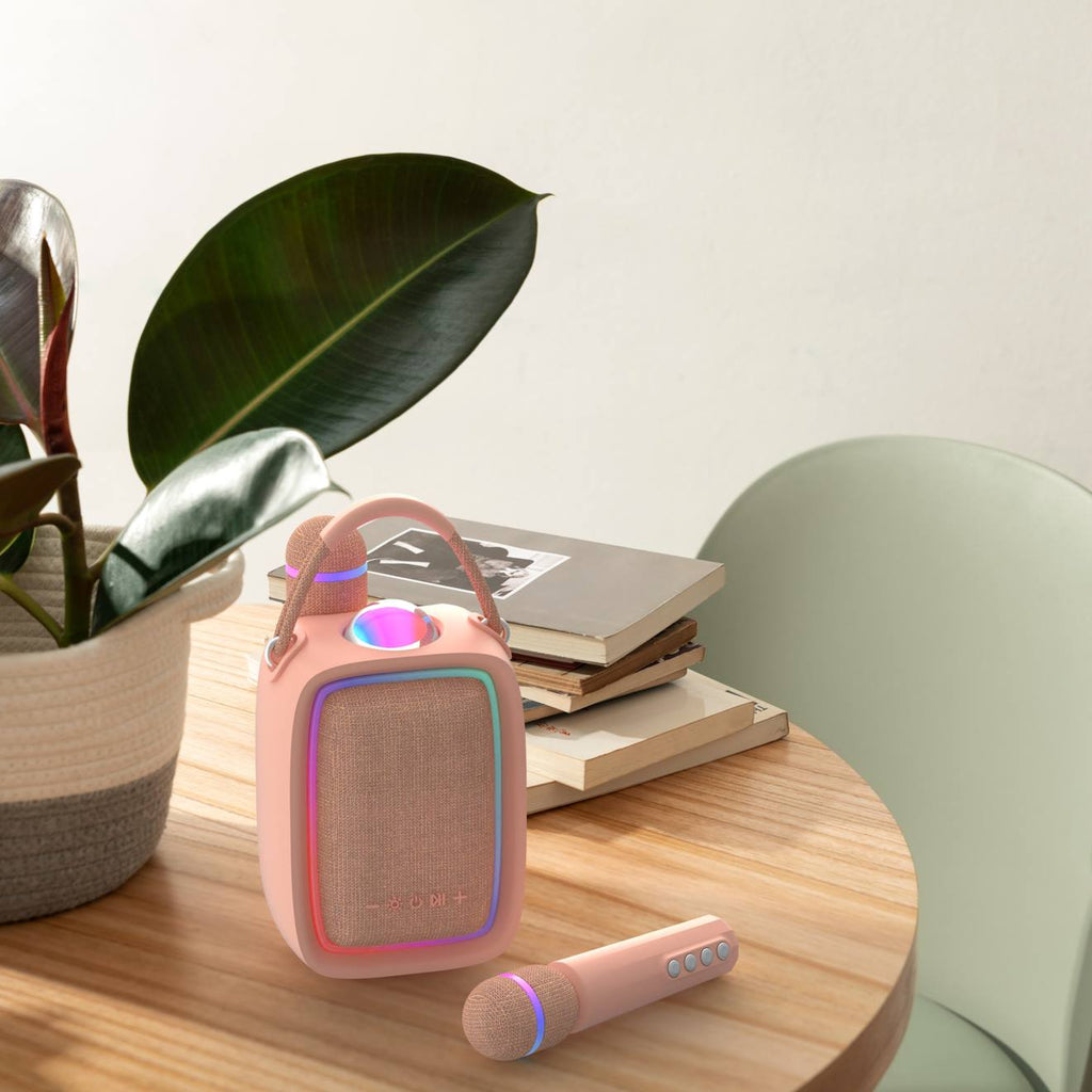 Enceinte & karaoké lumineuse - singy party rose
