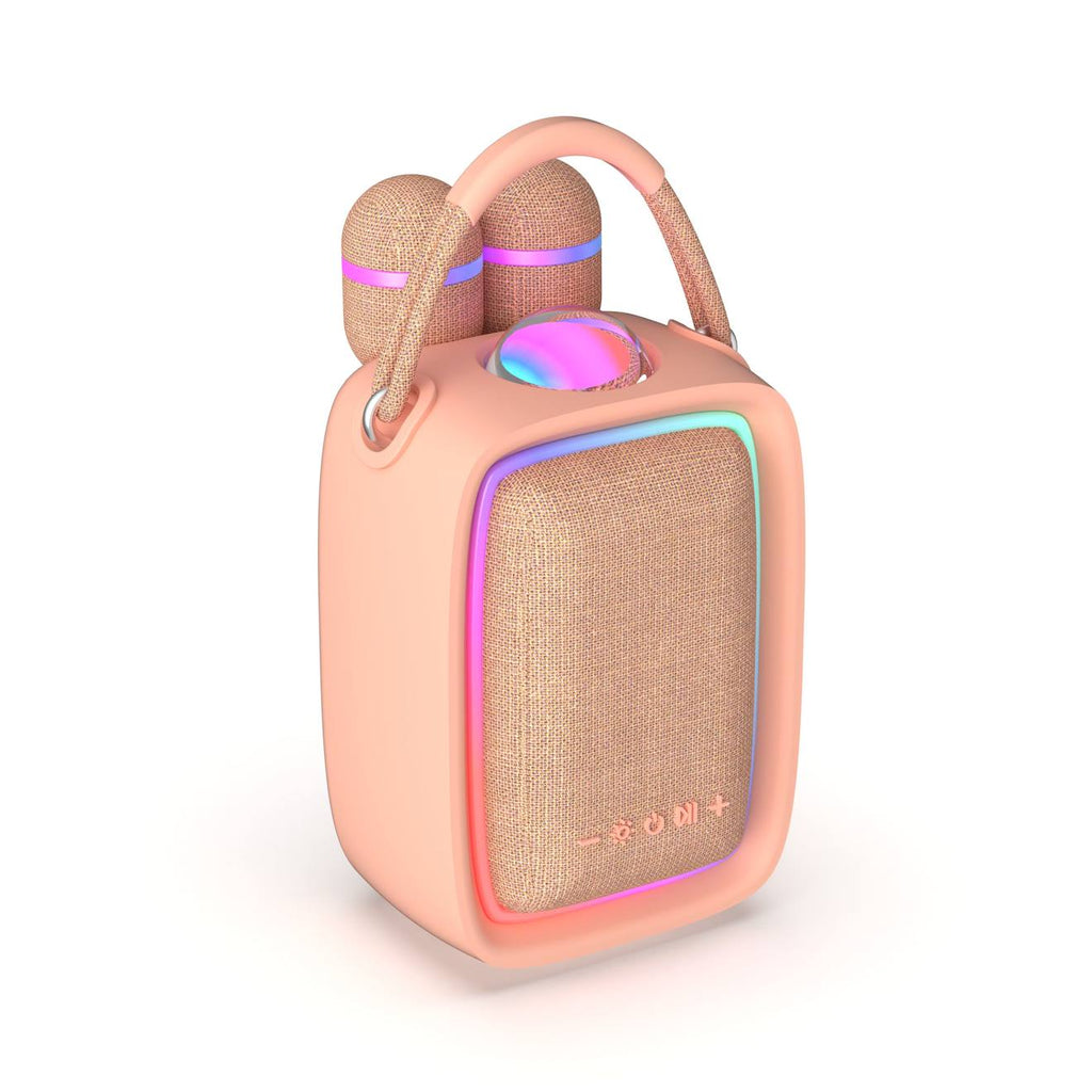 Enceinte & karaoké lumineuse - singy party rose