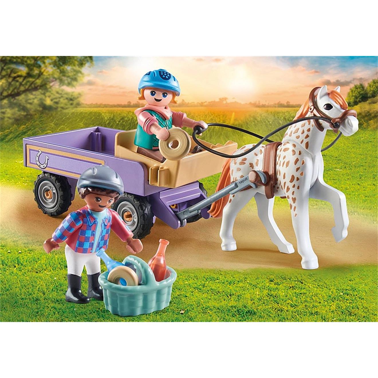 Enfants avec calèche et poney 71496 multicolore