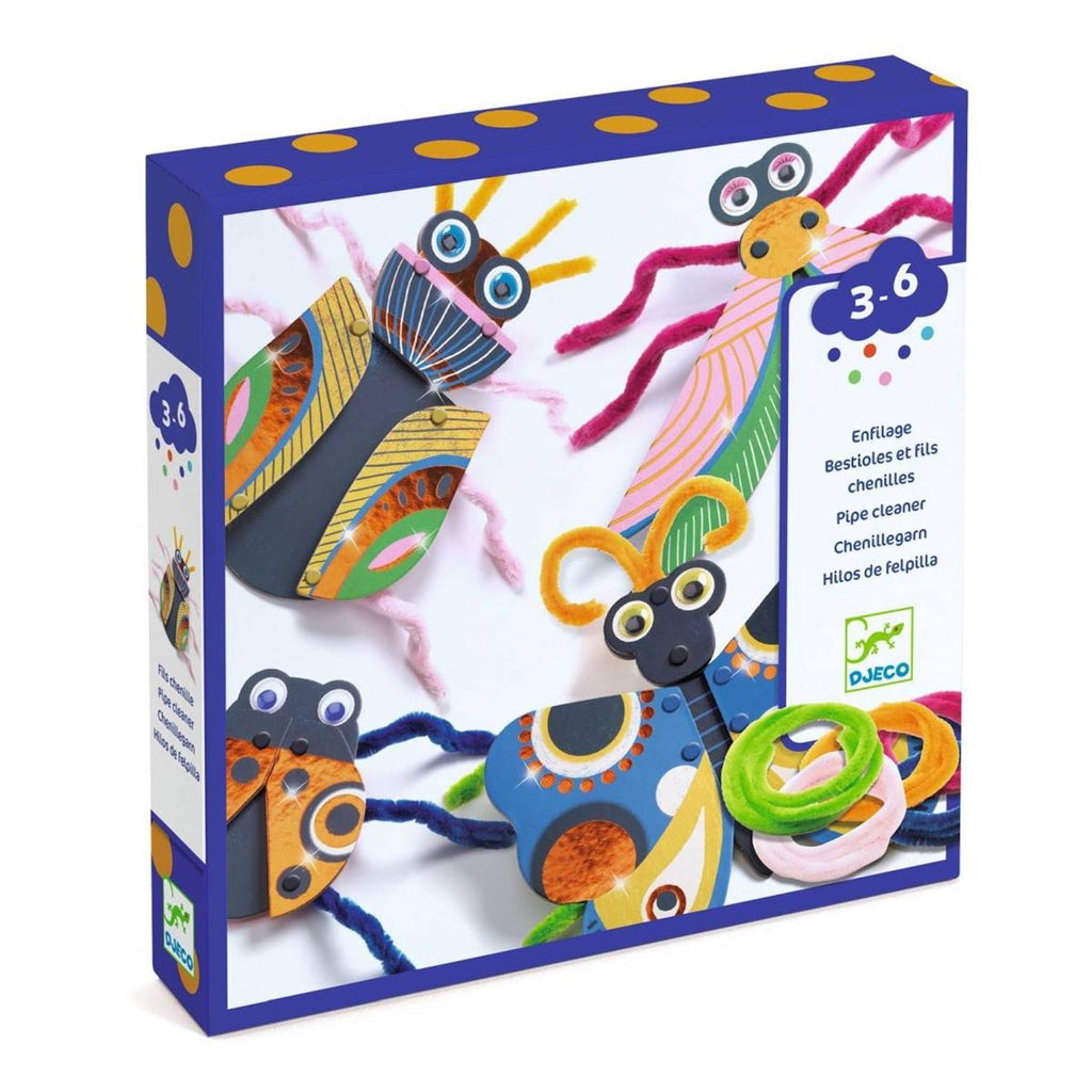 Enfilage bestioles et fils chenilles multicolore