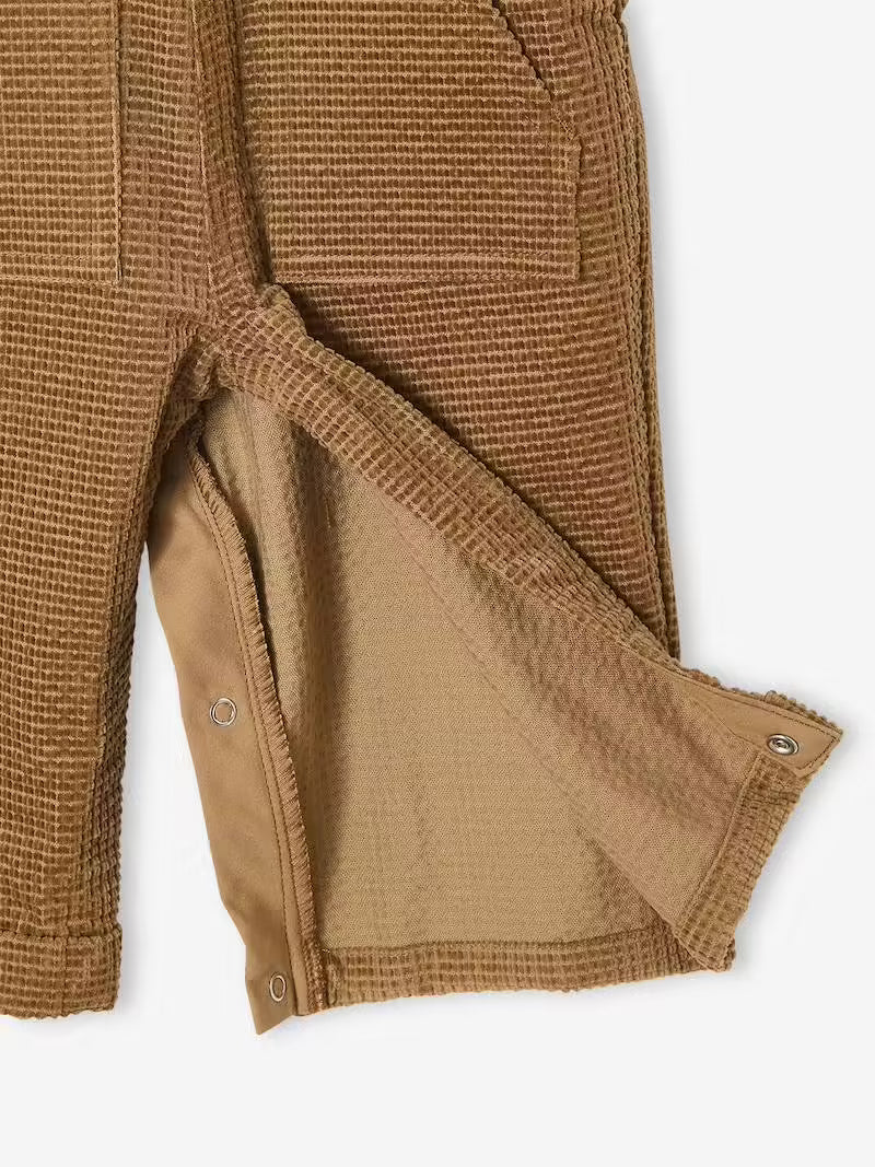 Ensemble bébé salopette en velours + T-shirt – Caramel - Vertbaudet