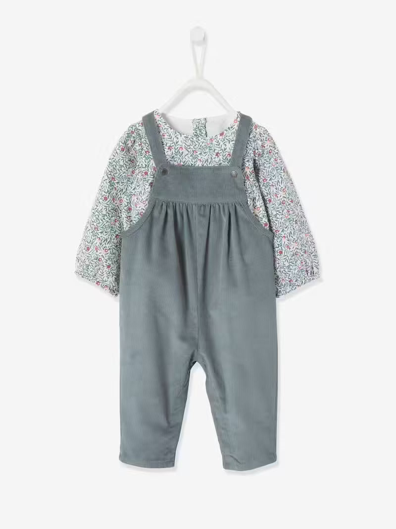 Ensemble blouse et salopette velours bébé fille – Vertbaudet