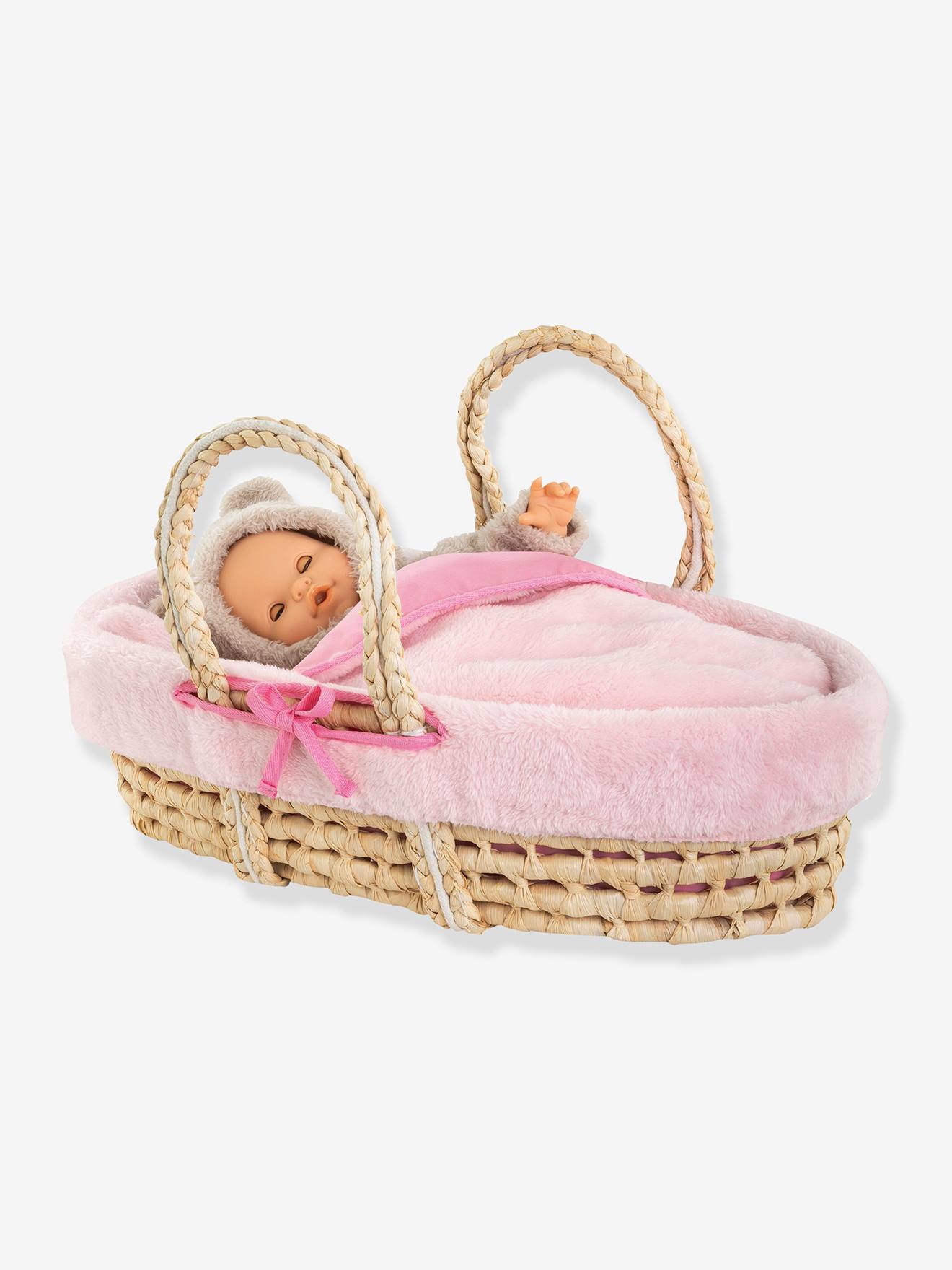 Ensemble couffin peluche pour poupon 36/42 cm rose