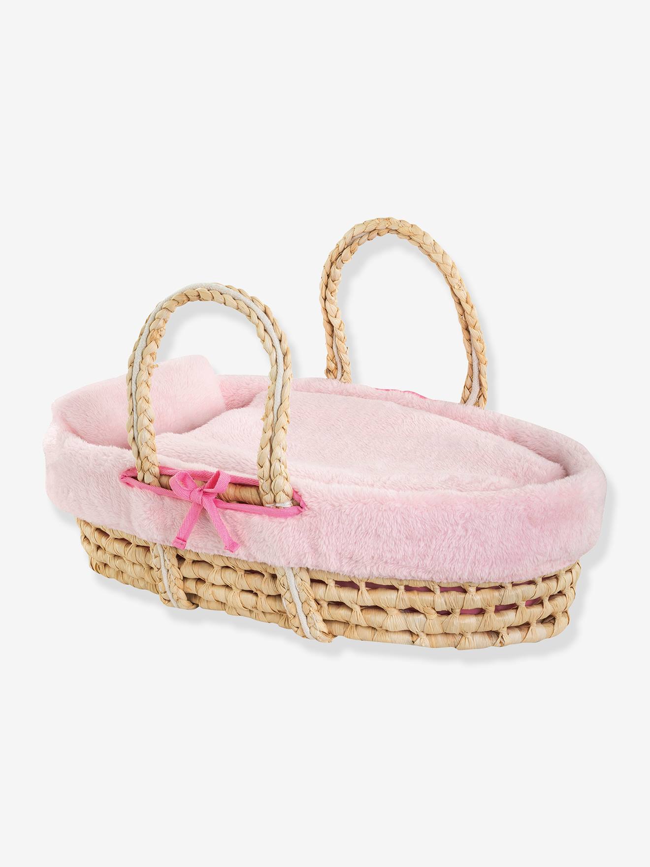 Ensemble couffin peluche pour poupon 36/42 cm rose