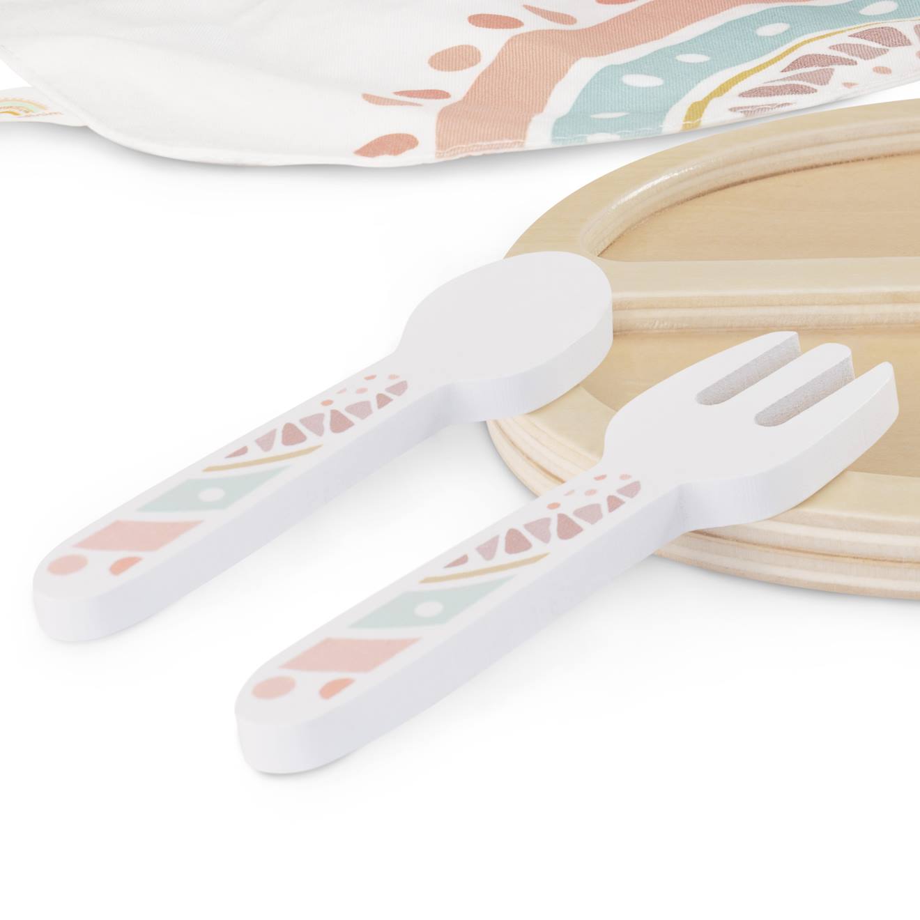 Ensemble d´alimentation en bois pour poupées marron