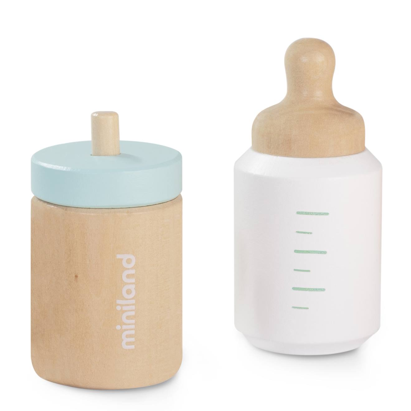 Ensemble d´alimentation en bois pour poupées marron