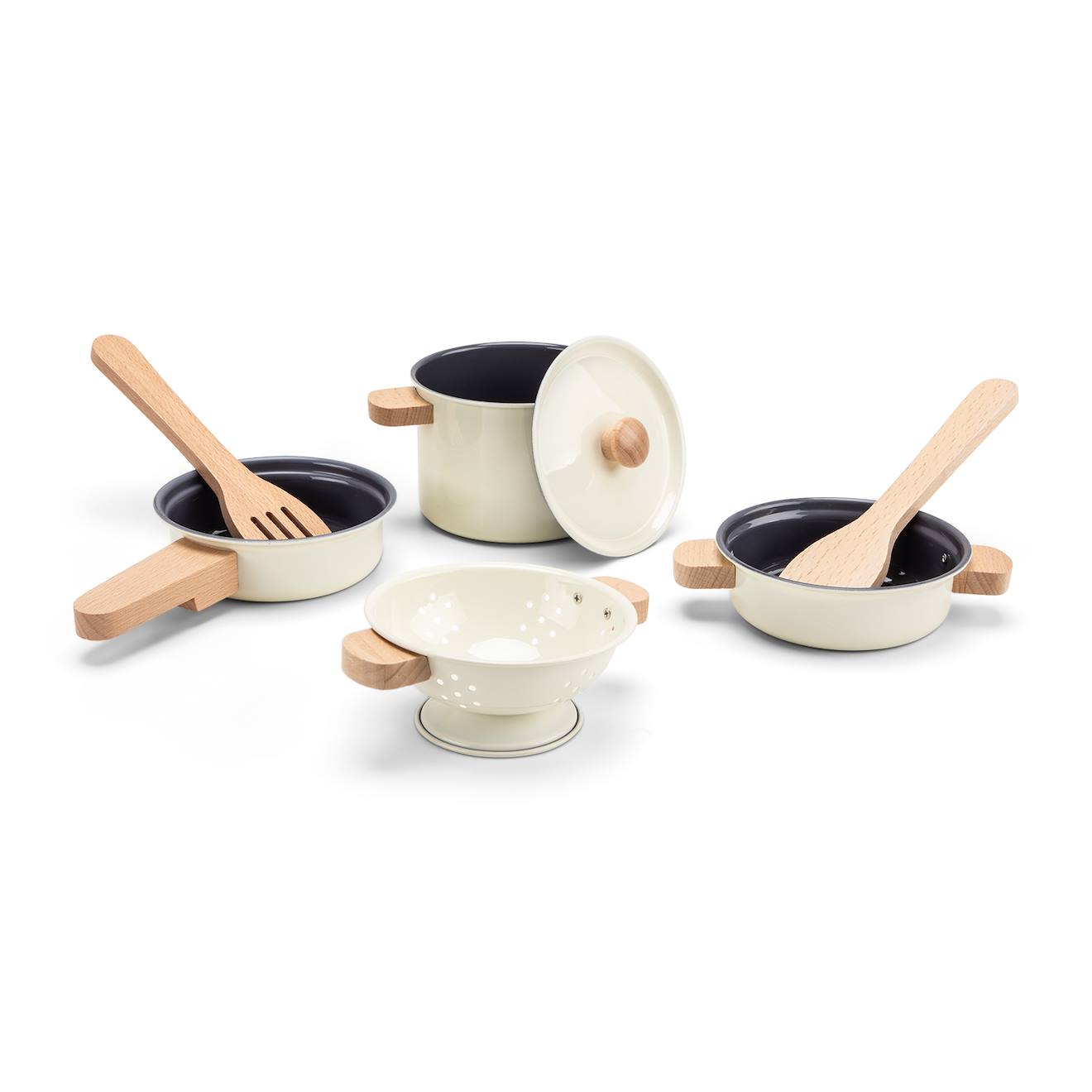 Ensemble de casseroles en métal blanc