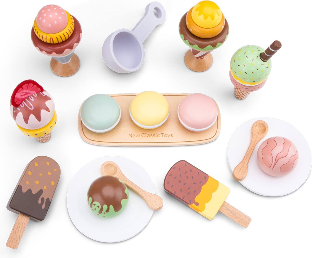 Ensemble de glacés en bois 25 pièces blanc