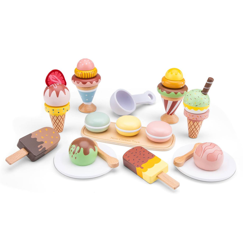 Ensemble de glacés en bois 25 pièces blanc