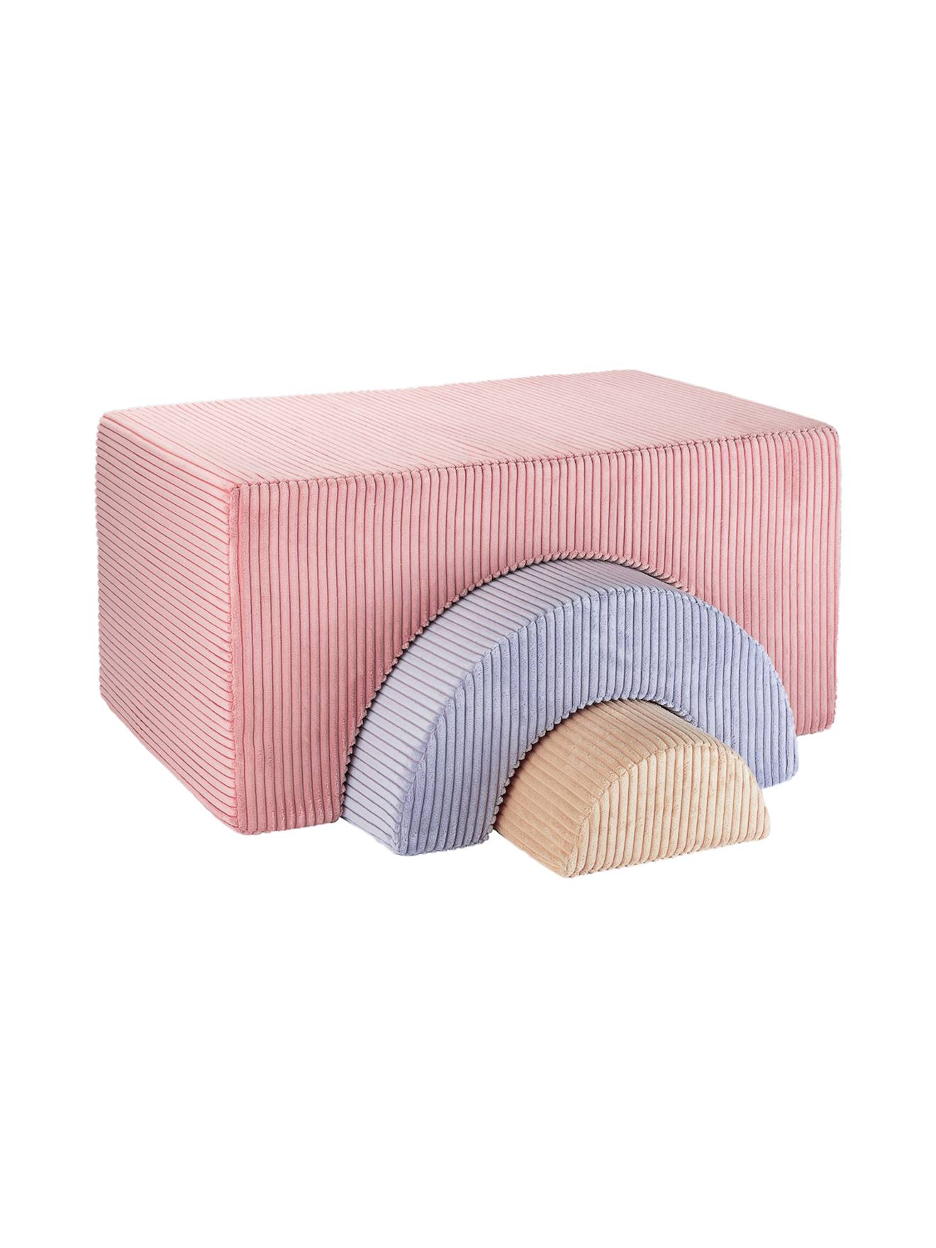 Ensemble de jeu enfant - arc-en-ciel - pouf velours côtelé pink mousse