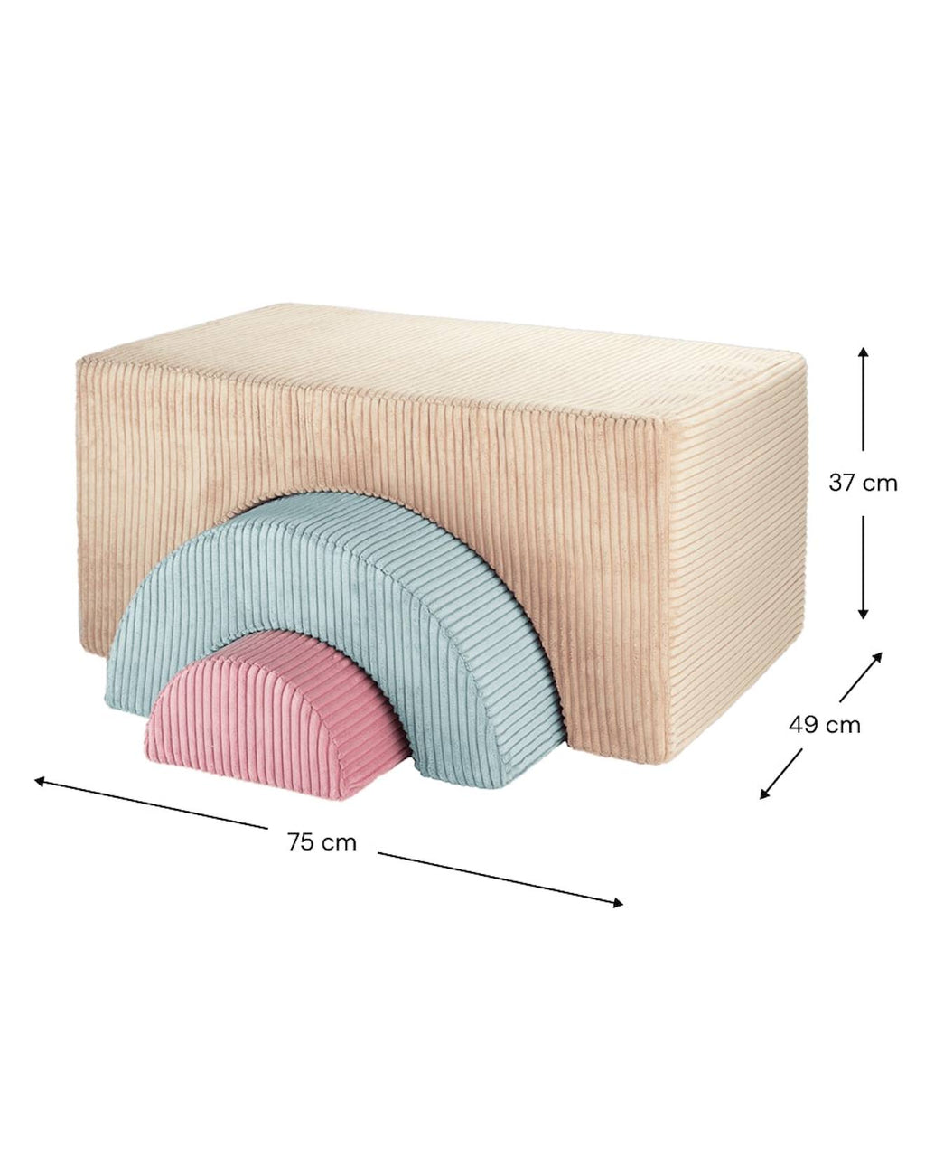Ensemble de jeu enfant - arc-en-ciel - pouf velours côtelé brown sugar