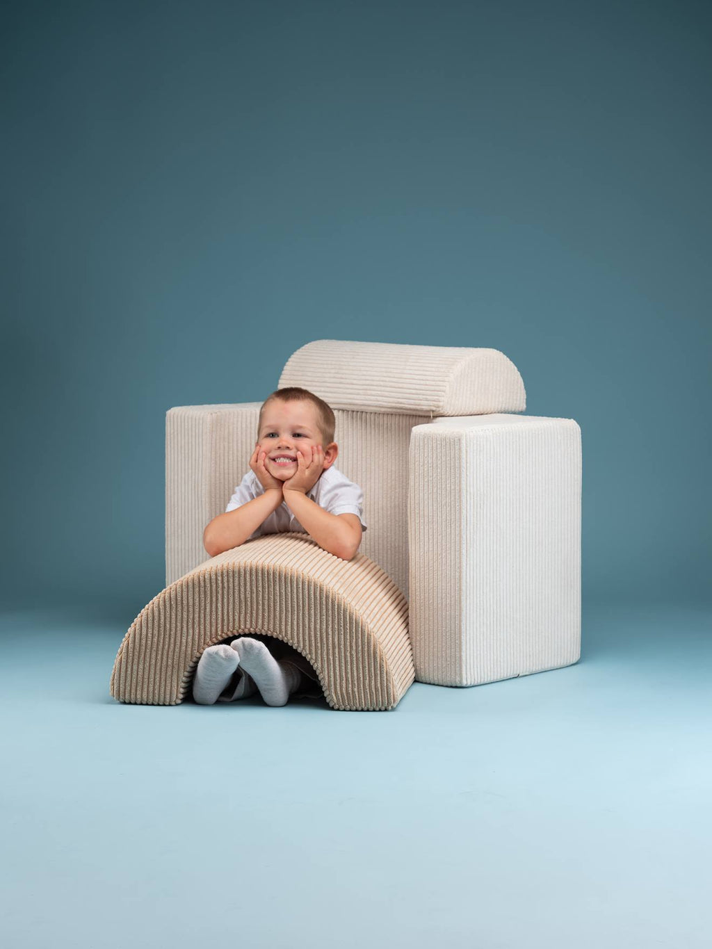 Ensemble de jeu enfant - arc-en-ciel - pouf velours côtelé marshmallow