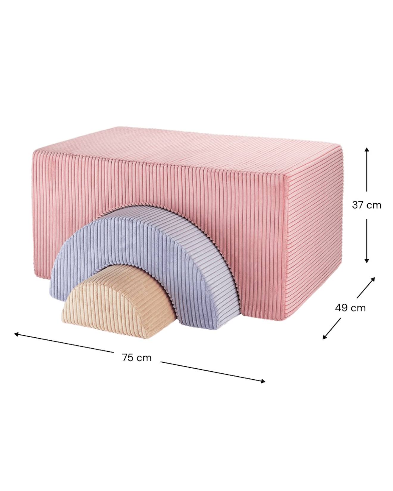 Ensemble de jeu enfant - arc-en-ciel - pouf velours côtelé pink mousse