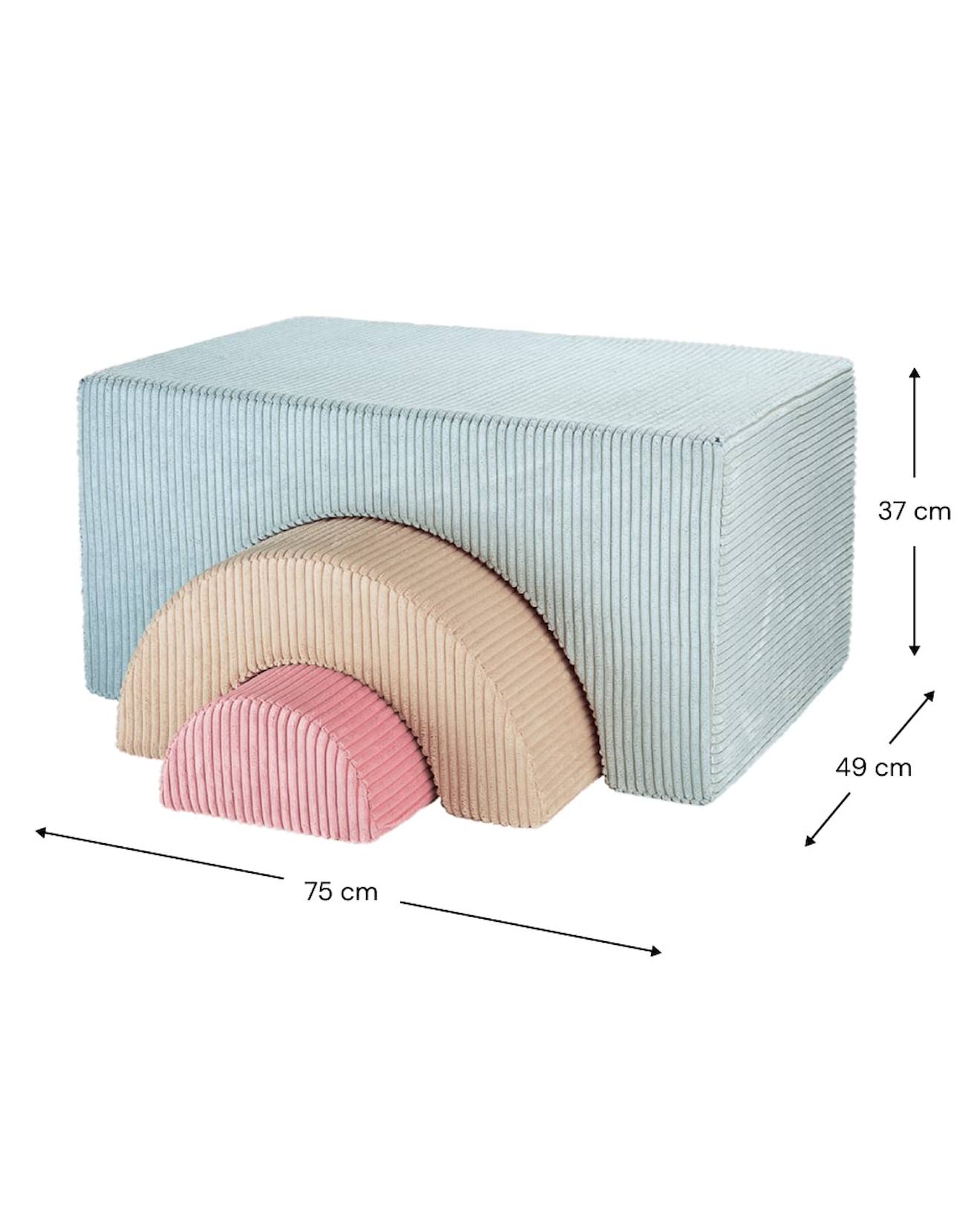 Ensemble de jeu enfant - arc-en-ciel - pouf velours côtelé peppermint green