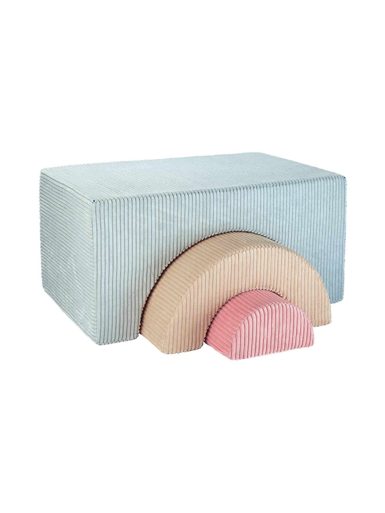 Ensemble de jeu enfant - arc-en-ciel - pouf velours côtelé peppermint green