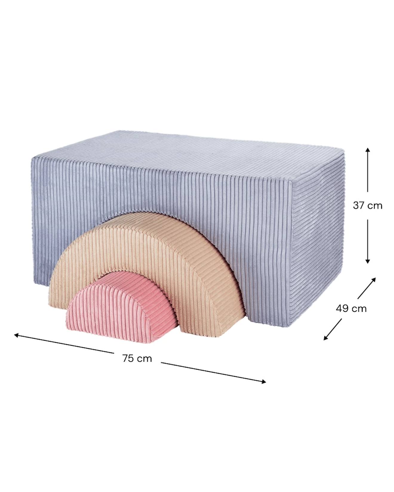 Ensemble de jeu enfant - arc-en-ciel - pouf velours côtelé blueberry blue