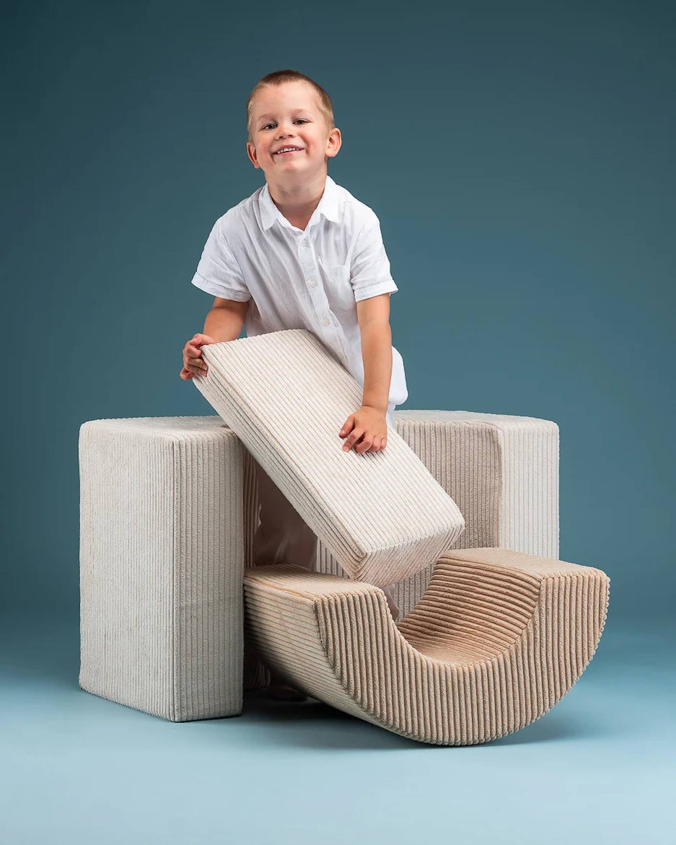 Ensemble de jeu enfant - arc-en-ciel - pouf velours côtelé marshmallow