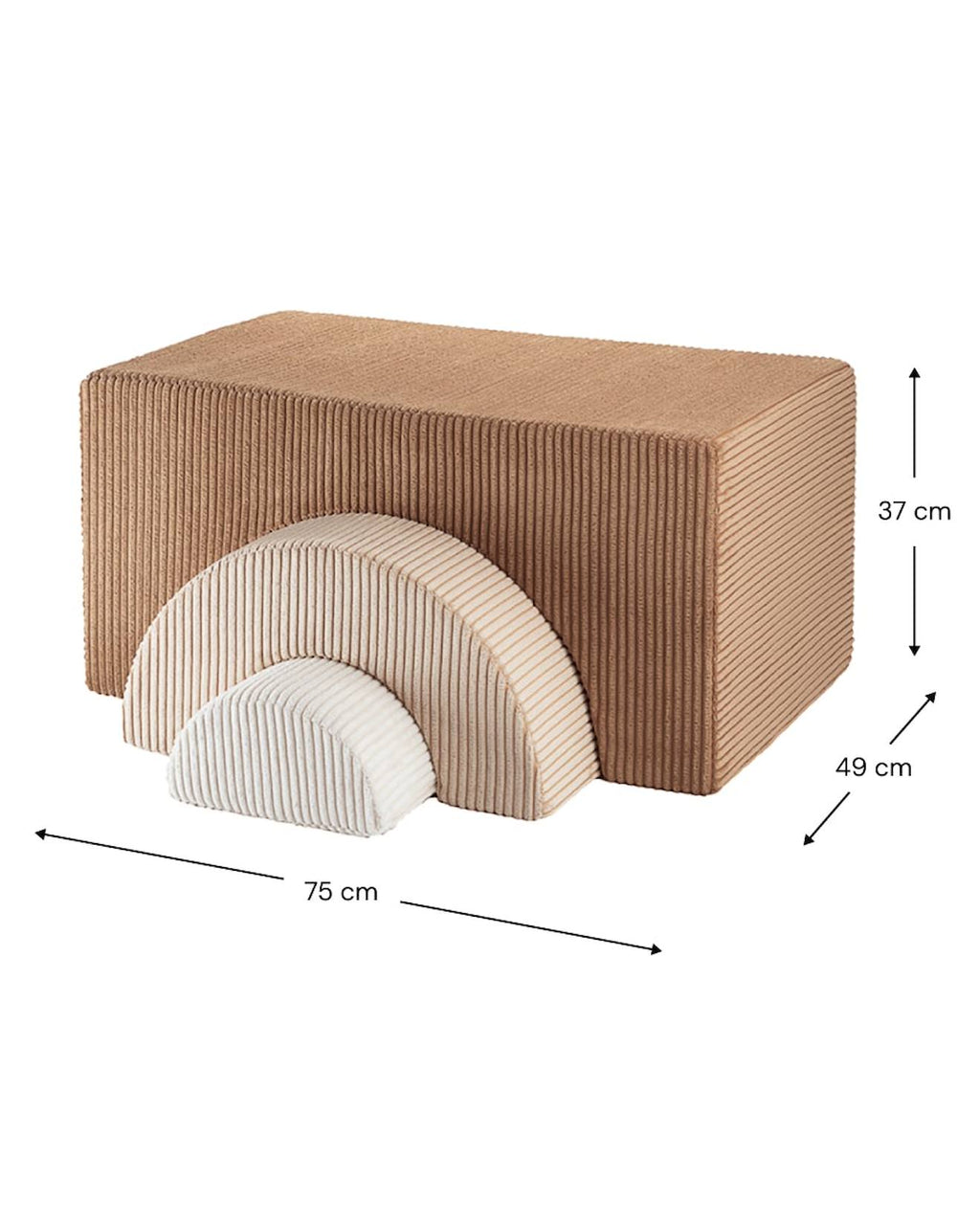 Ensemble de jeu enfant - arc-en-ciel - pouf velours côtelé toffee