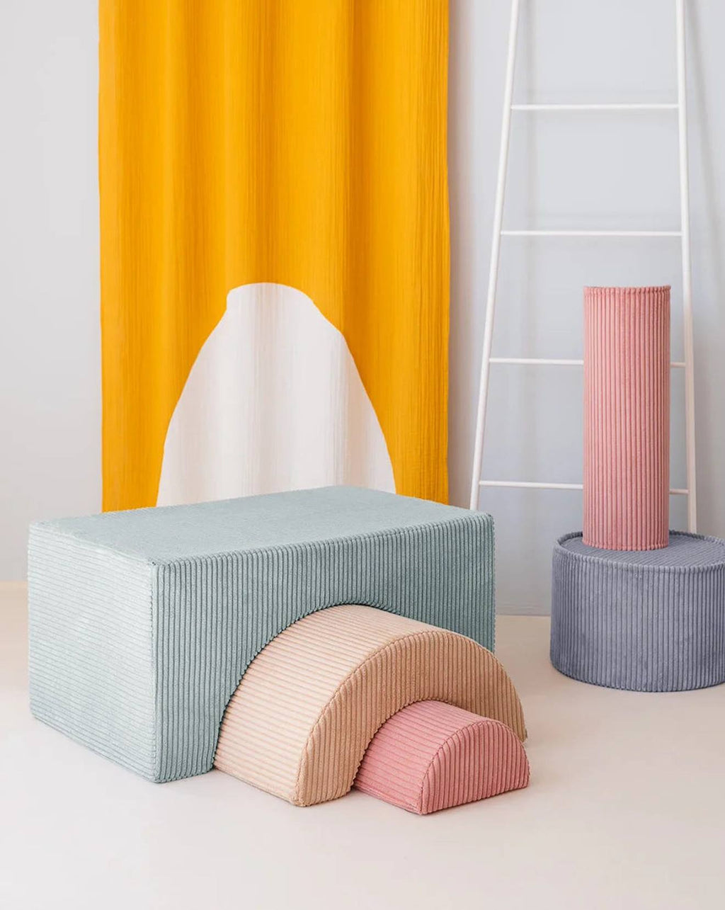 Ensemble de jeu enfant - arc-en-ciel - pouf velours côtelé peppermint green