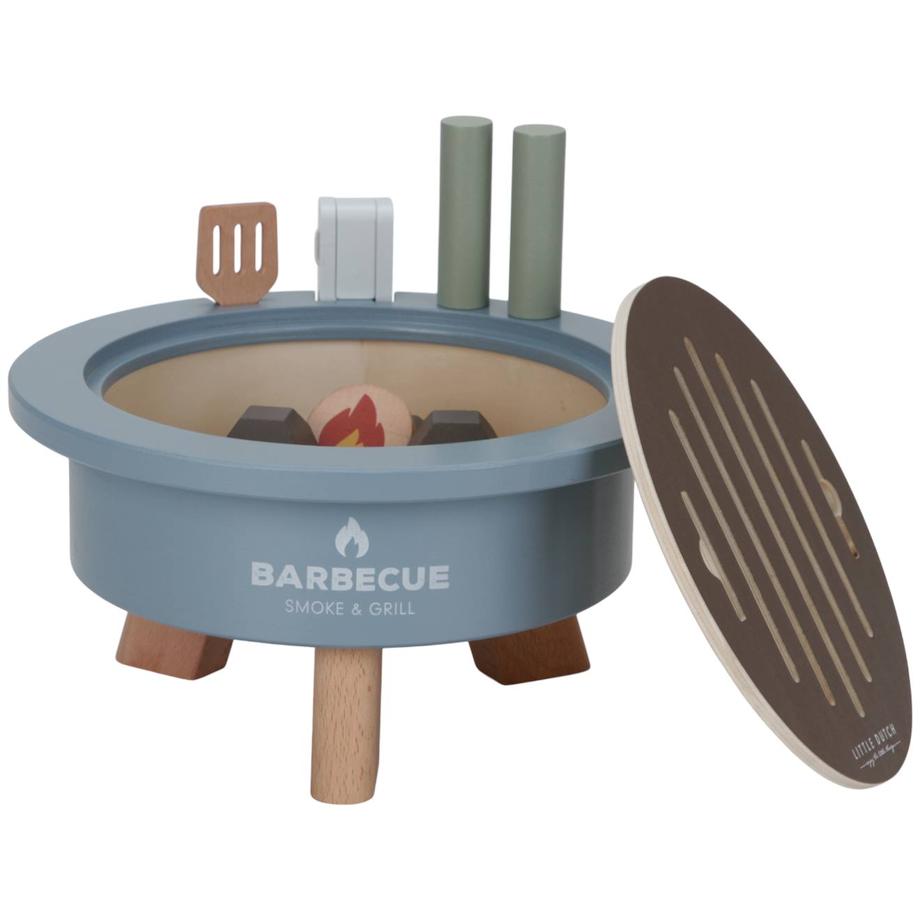 Ensemble de jouets barbecue bleu, rouge, marron
