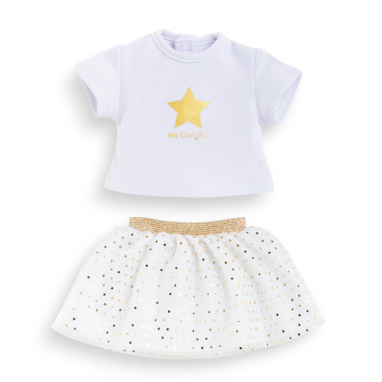 Ensemble jupe & t shirt crème et or pour poupée ma Corolle multicolore