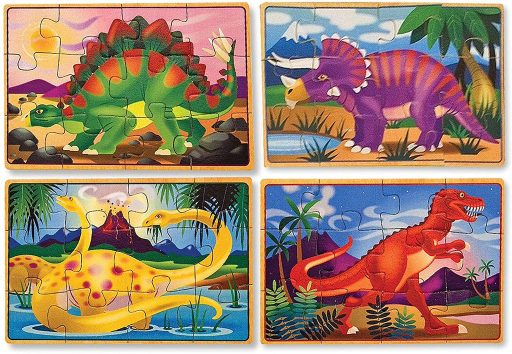 Ensemble puzzles dinosaures 12 pièces marron