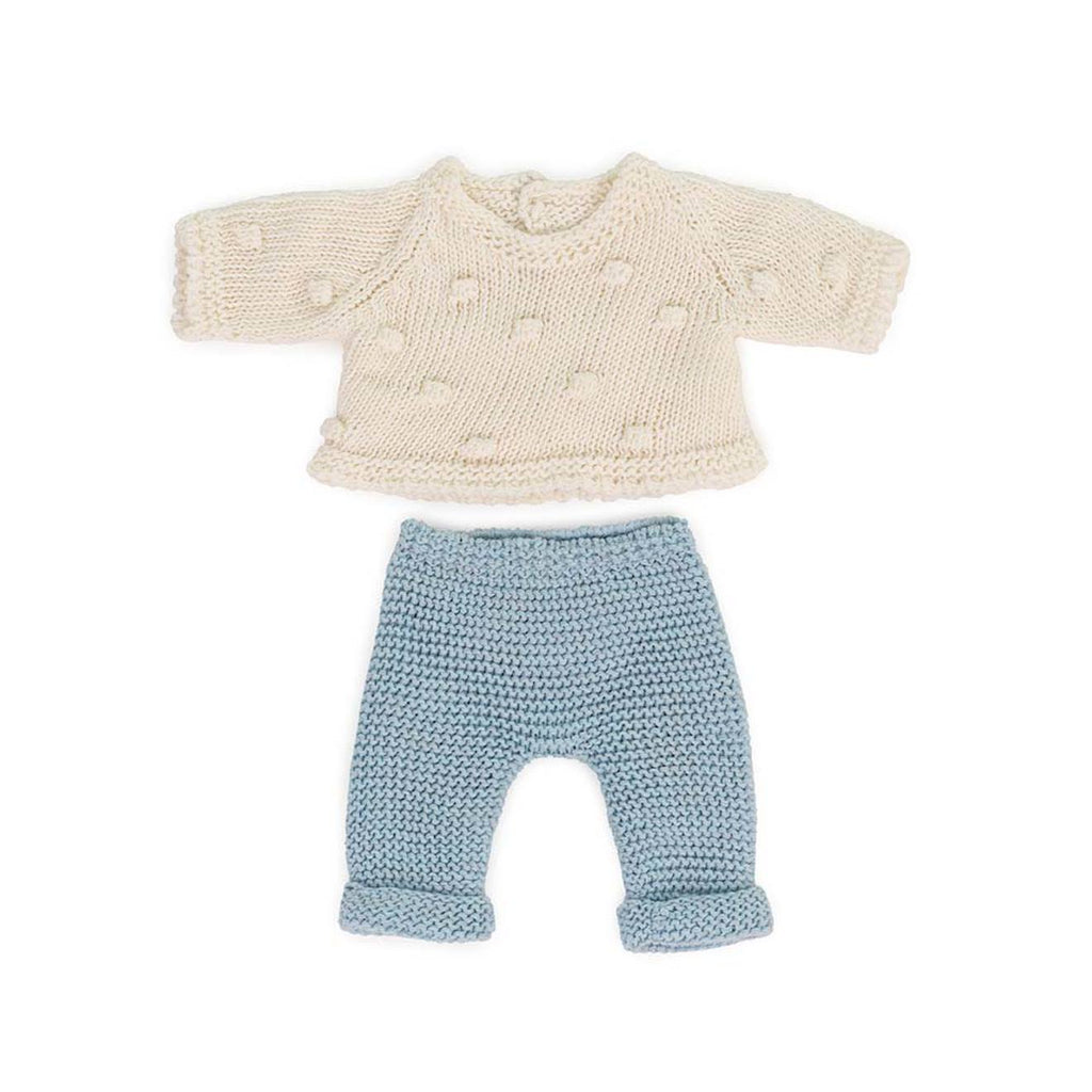 Ensemble tricoté 21cm - pull et pantalon bleu