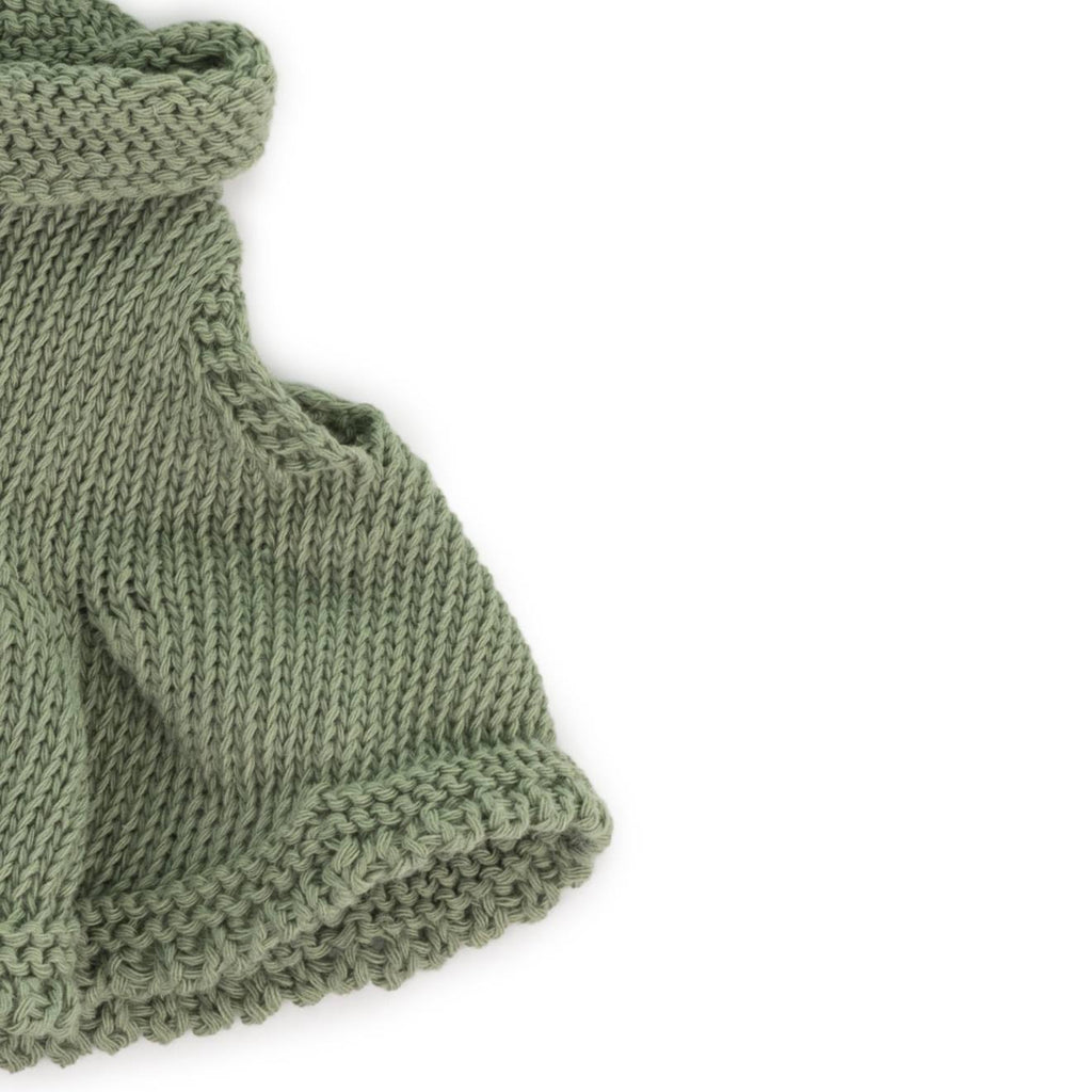 Ensemble tricoté 21cm - robe et bandeau vert