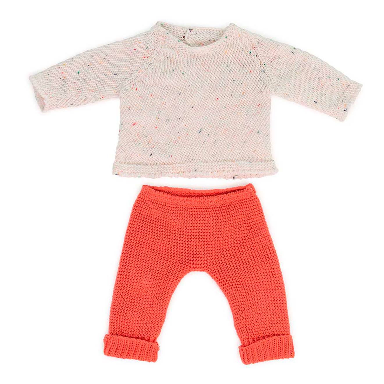 Ensemble tricoté 38cm - pull et pantalon rouge