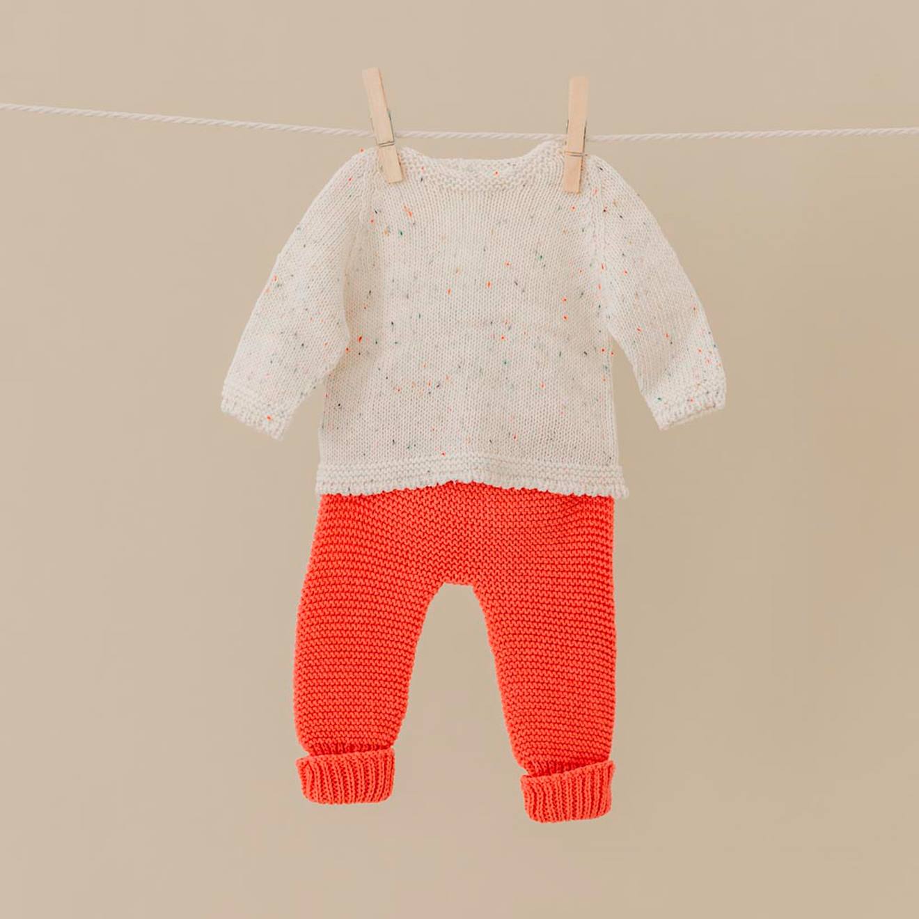 Ensemble tricoté 38cm - pull et pantalon rouge