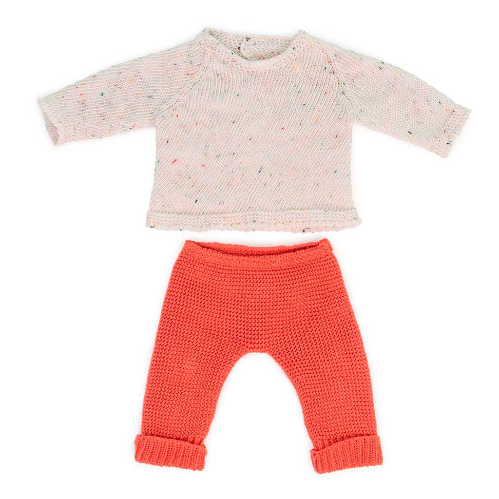 Ensemble tricoté 38cm - pull et pantalon rouge