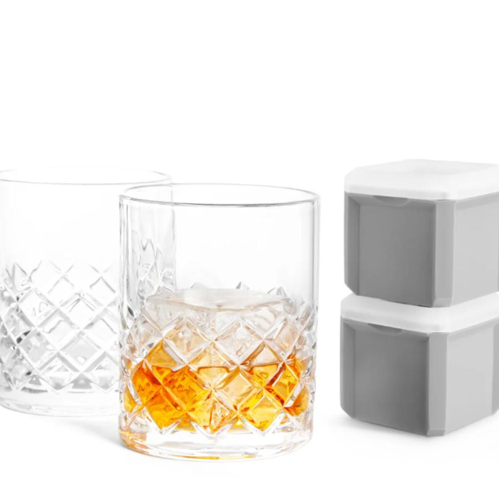 Ensemble Verres et Moules à Glaçons Old-Fashioned - Whisky