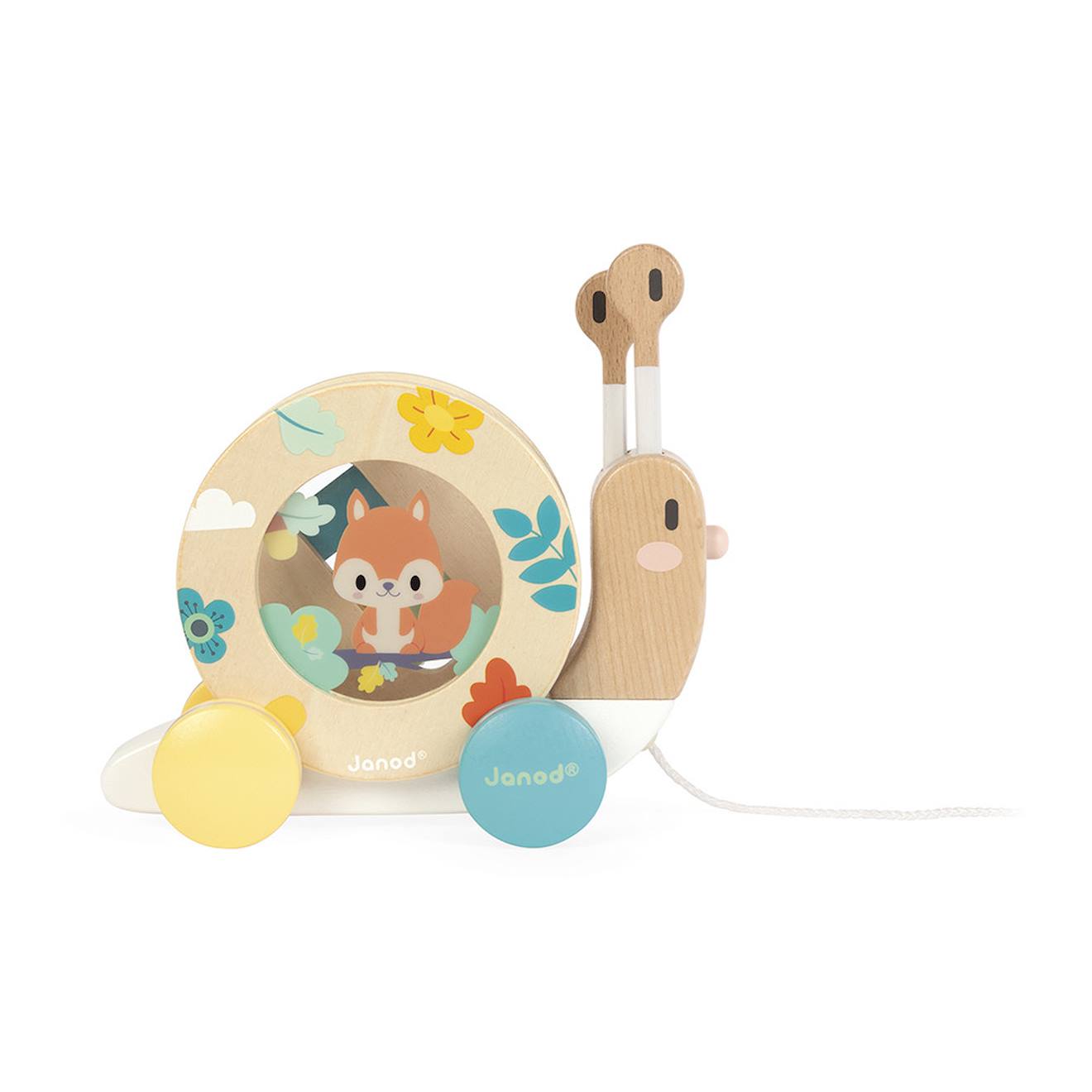 Escargot musical à promener en bois multicolore
