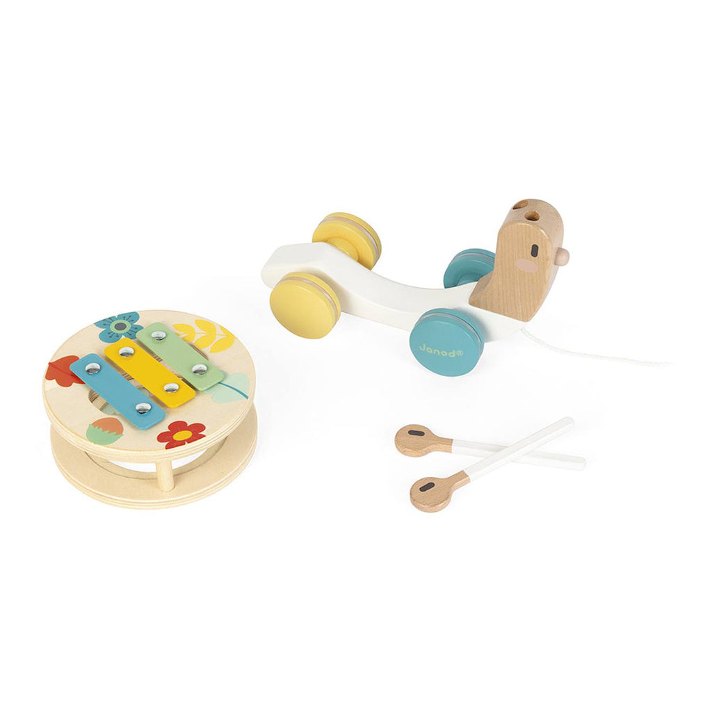 Escargot musical à promener en bois multicolore