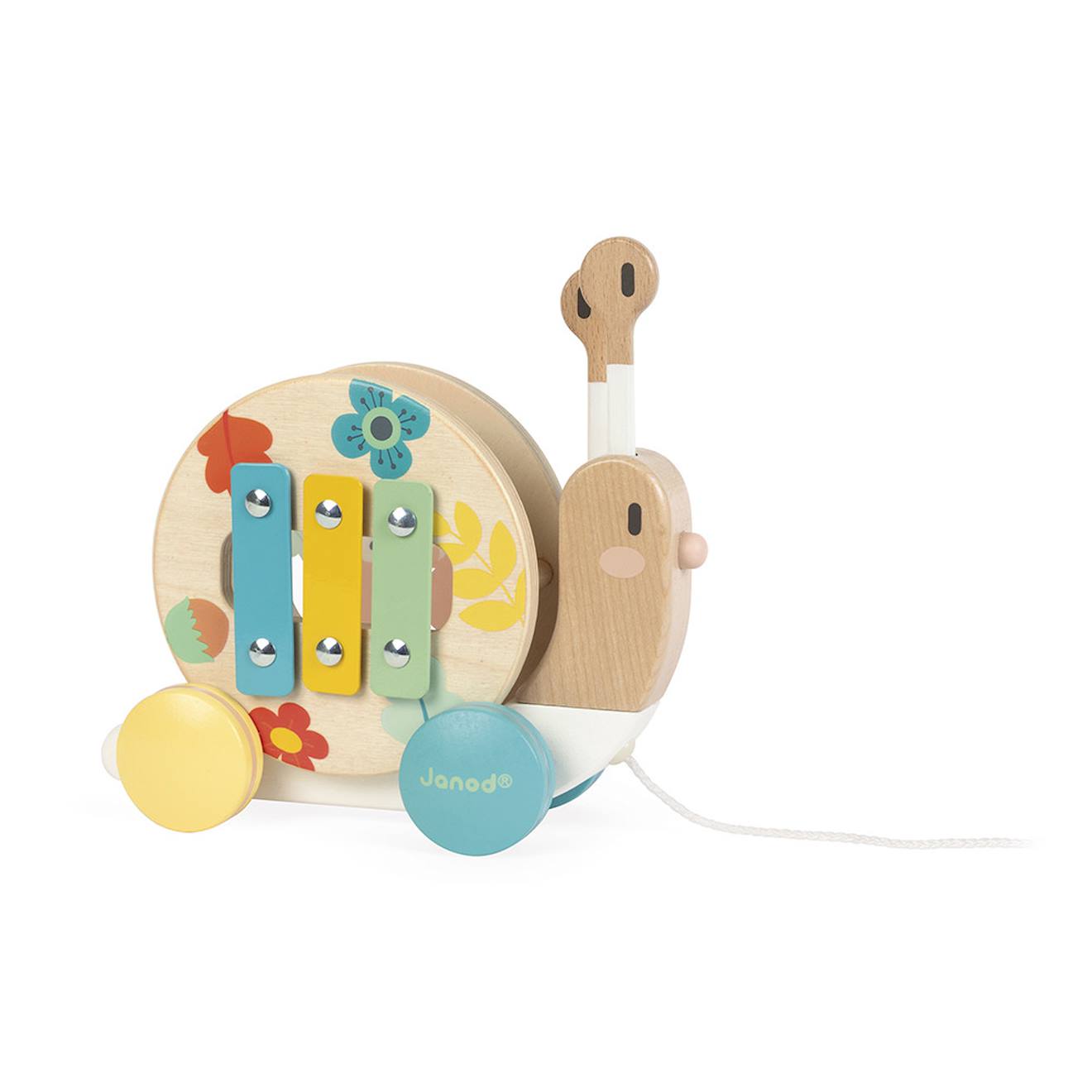 Escargot musical à promener en bois multicolore