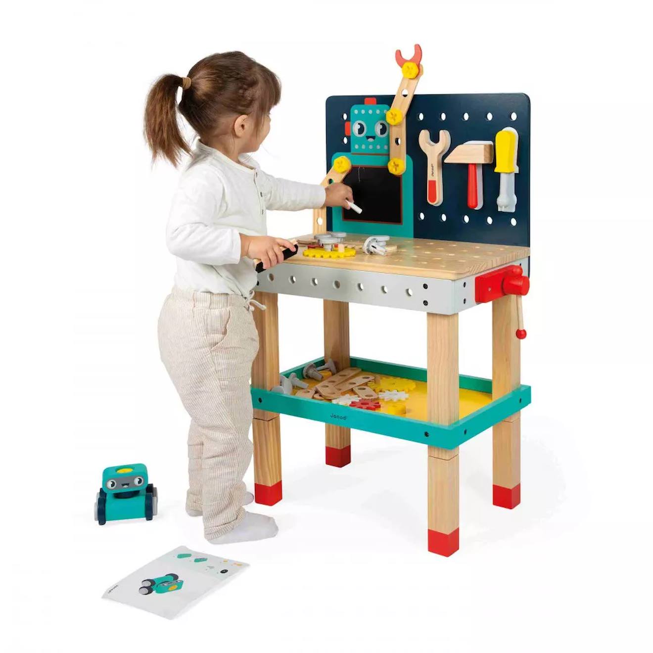 Établi en bois FSC robot multicolore