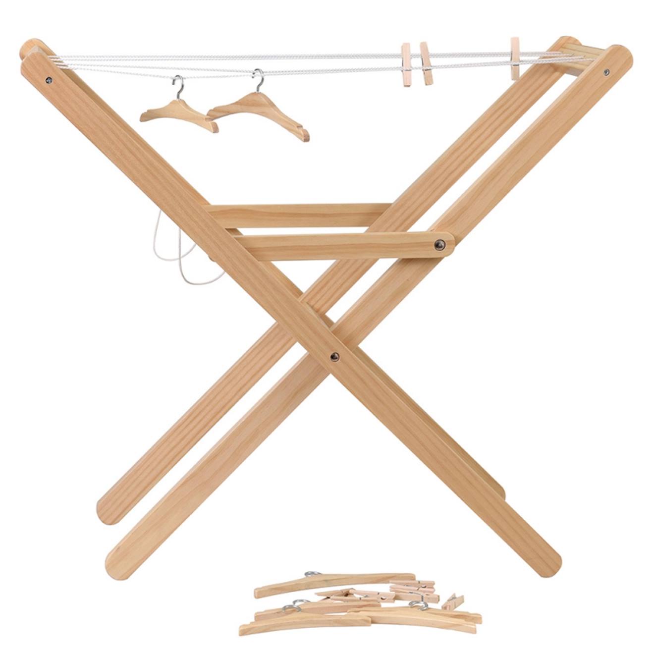 Étendoir avec pinces et cintres beige