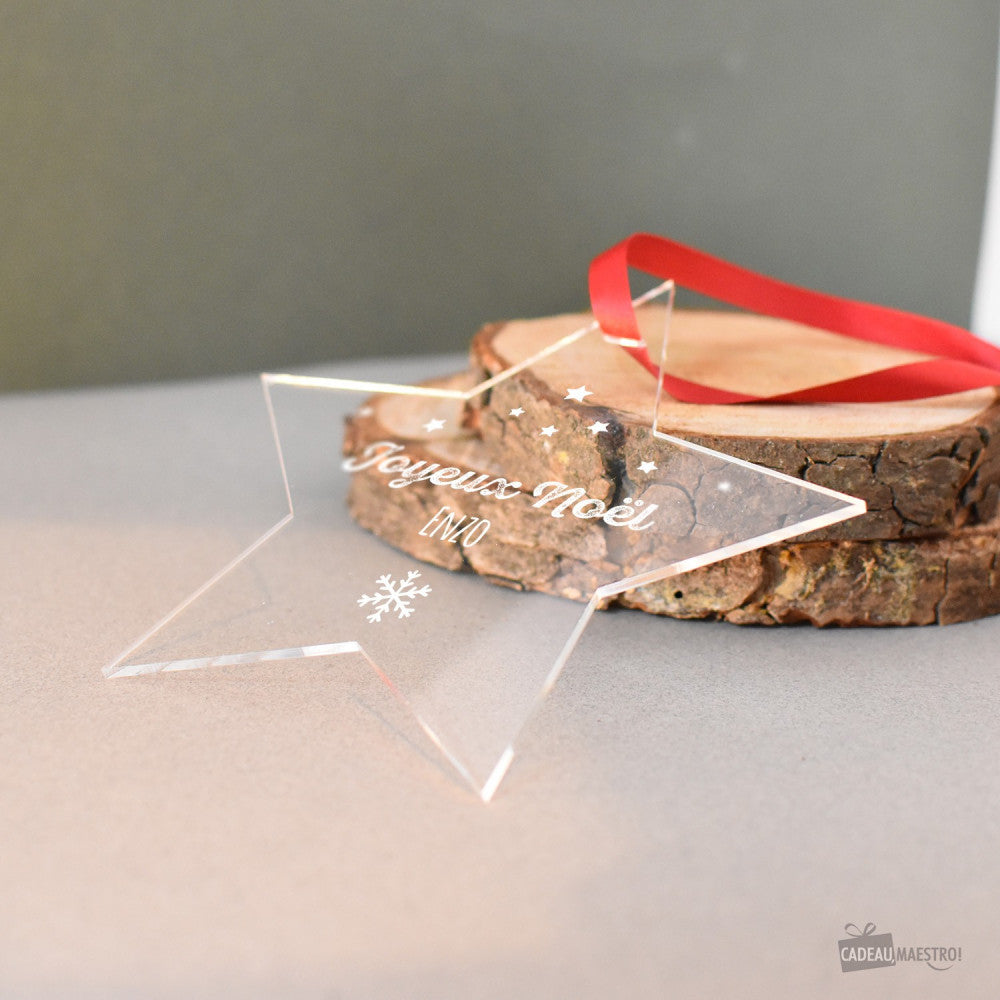 Étoile de Noël Joyeux Noël à Personnaliser - Boule de Noël Personnalisée