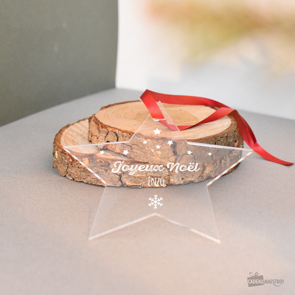 Étoile de Noël Joyeux Noël à Personnaliser - Boule de Noël Personnalisée CadoMaestro
