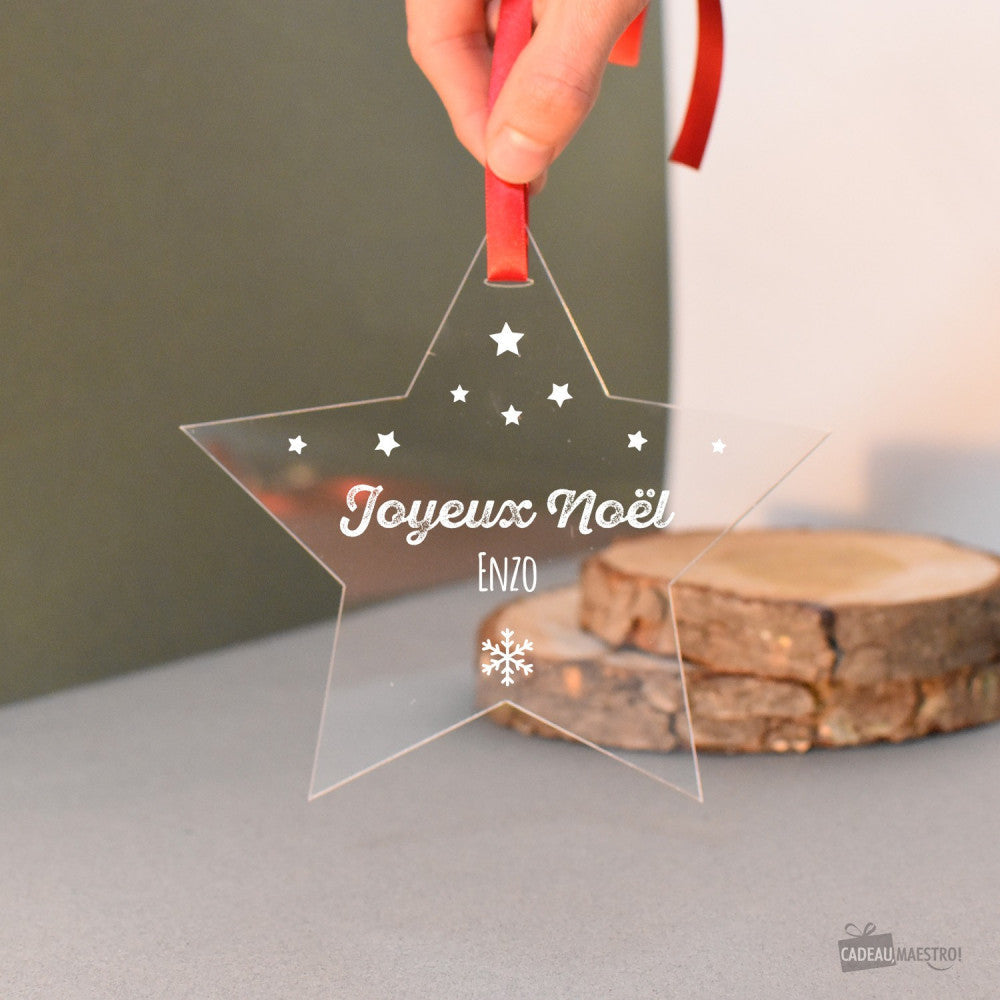 Étoile de Noël Joyeux Noël à Personnaliser - Boule de Noël Personnalisée CadoMaestro